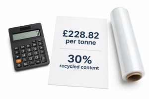 Corporate Flat Lay with Calculator Stretch Film and Document