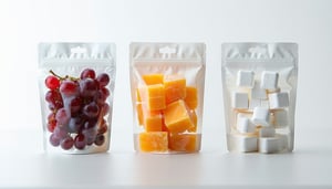 Create a suitable image for this extract Give it a white background and make it photorealistic One of the biggest wins for smart packaging Helping products stay fresh and last longer on the shelf This is incredibly important for industries like food
