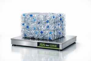 Digital Scale in Warehouse with Transparent Plastic Bale