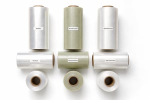 Stretch Film Rolls Displayed with Labels