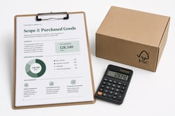 Sustainability Report and Calculator on Clipboard