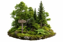 Sustainability Signpost in Healthy Forest Diorama