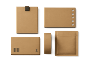 photographic Photorealistic balanced arrangement of modern packaging elements including sustainable cardboard packaging welldesigned and subtle automa