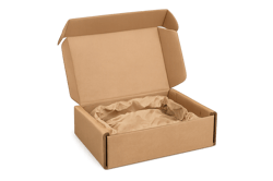 photographic Photorealistic image of a sturdy wellconstructed ecommerce carton with reinforced corners and internal protective paper cushioning design