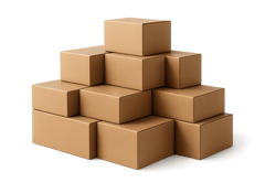 photographic Photorealistic image of compact rightsized cardboard boxes neatly stacked with minimal material and no wasted space optimised for efficie-1
