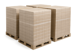photographic Photorealistic image of sturdy several pallets of wellstacked packaged goods wrapped securely and ready for transport Emphasis on stabili-1