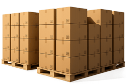 photographic Photorealistic warehouse scene showing stacked uniform packaging cartons arranged in stable orderly rows suggesting consistency and avail-1
