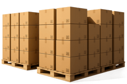 photographic Photorealistic warehouse scene showing stacked uniform packaging cartons arranged in stable orderly rows suggesting consistency and avail-1