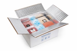 Insulated box with perishable items