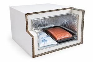 Insulated shipping box cross-section detail