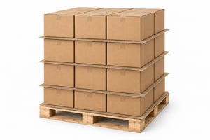 Palletised kraft cartons with grip liners