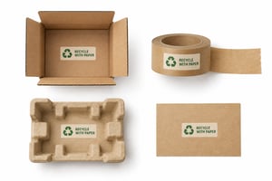 Paper Packaging Recycling Flat Lay