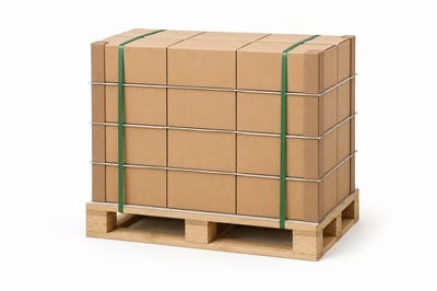 Securely strapped kraft carton pallet